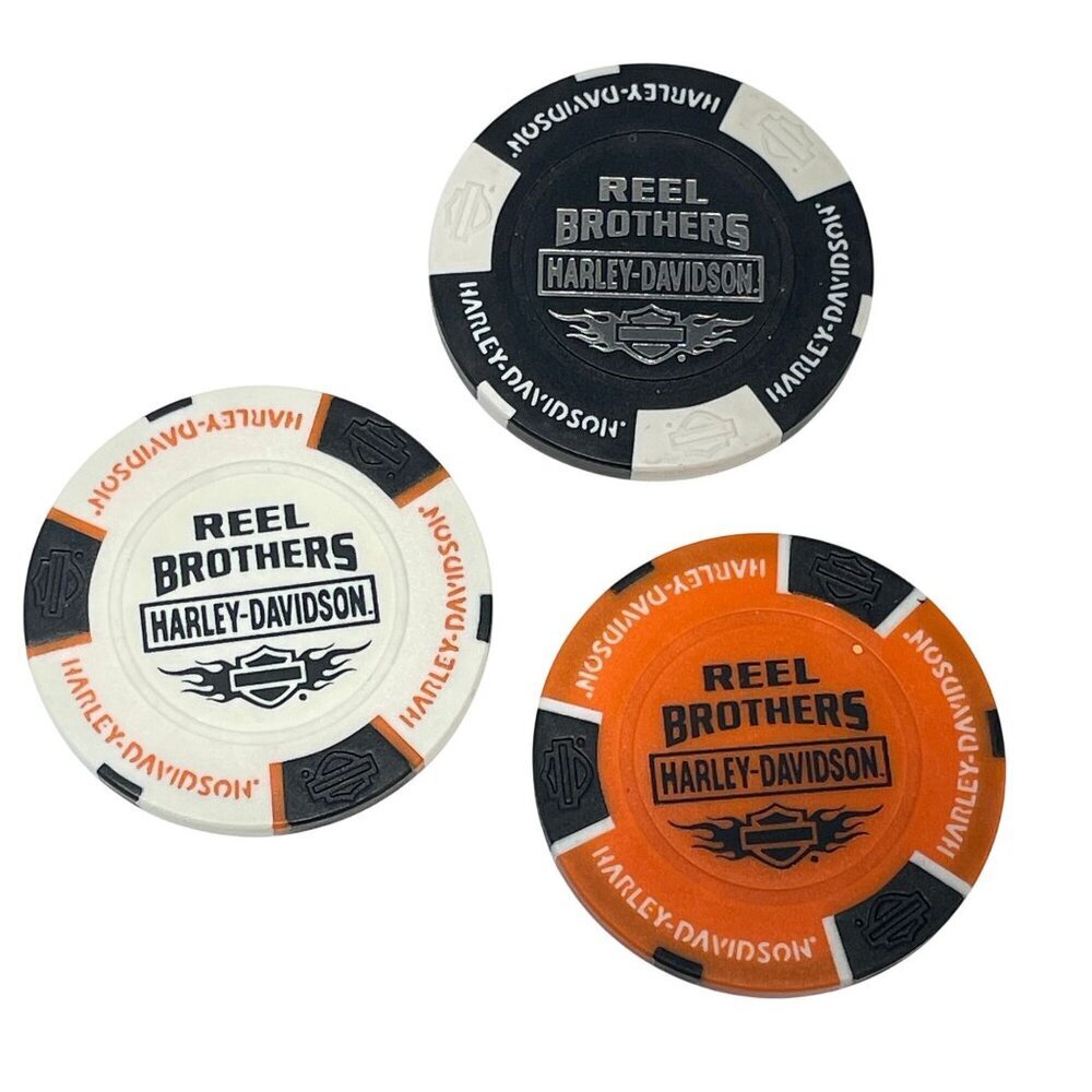 Harley Davidson Poker Chips Dealer Lot of 3 REEL BROTHERS MAUSTON WI
